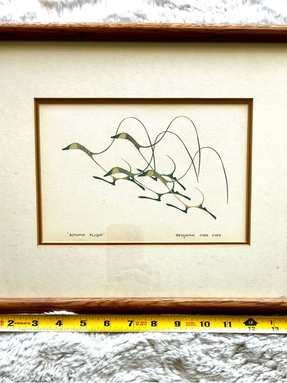 Framed 'Autumn Flight' Minimalist Bird Print - Green Accents